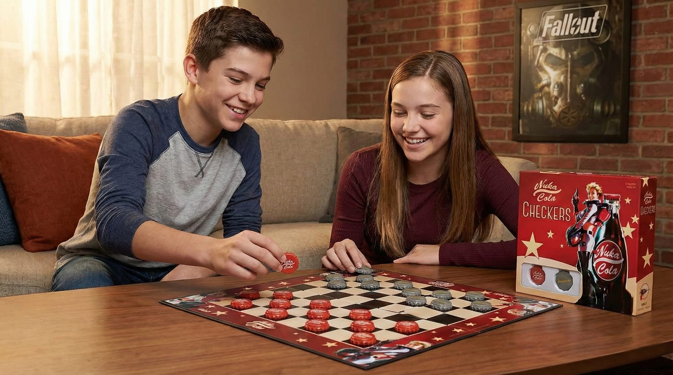 Fallout Nuka-Cola Checkers - Board Game - Teens Playing