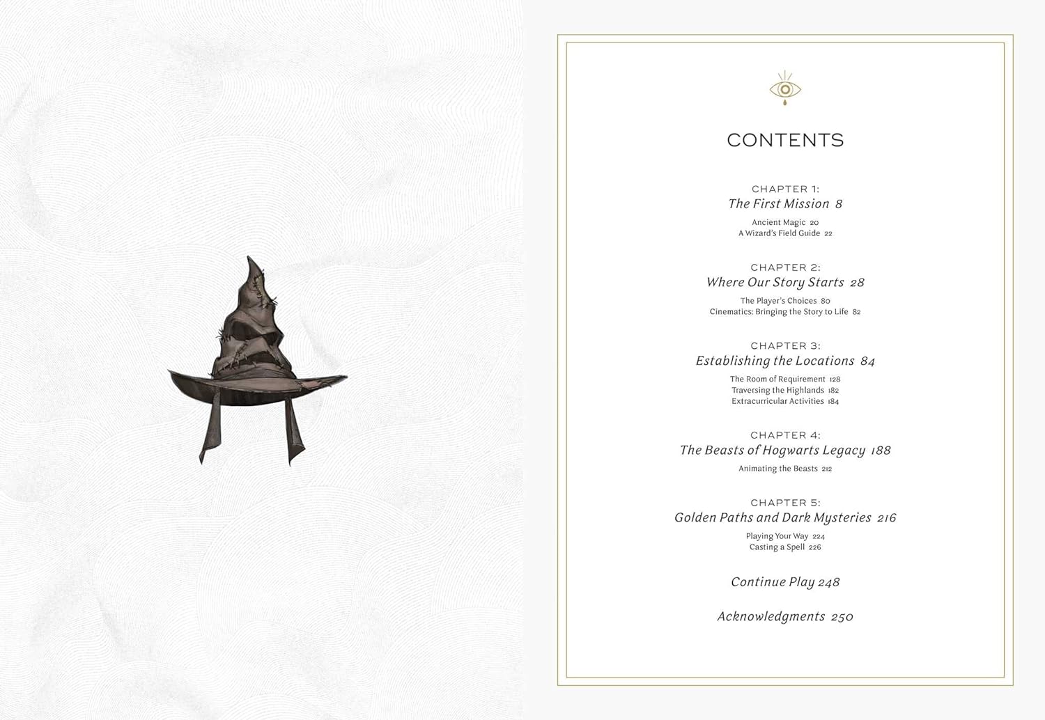 The Art and Making of Hogwarts Legacy Hardcover Contents