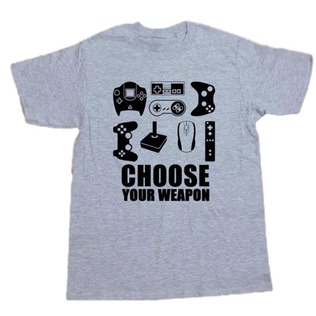 Choose Your Weapon Gamer T-Shirt - Gray