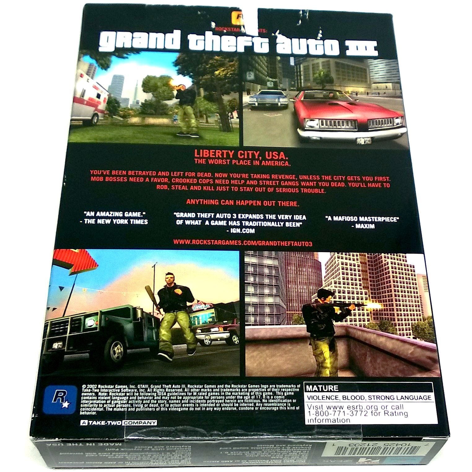 Grand Theft Auto III for PC CD-ROM - Back of box
