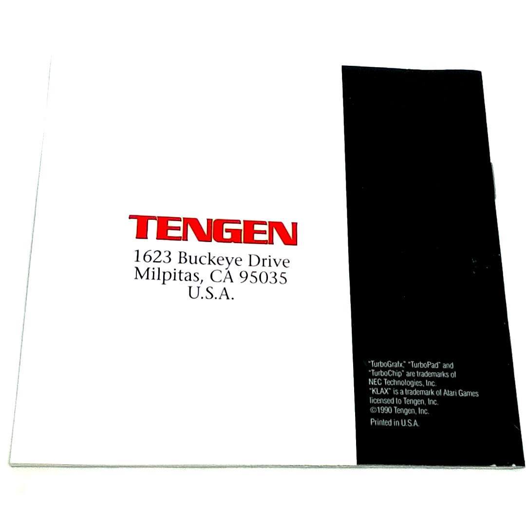 Klax for TurboGrafx-16 - Back of manual