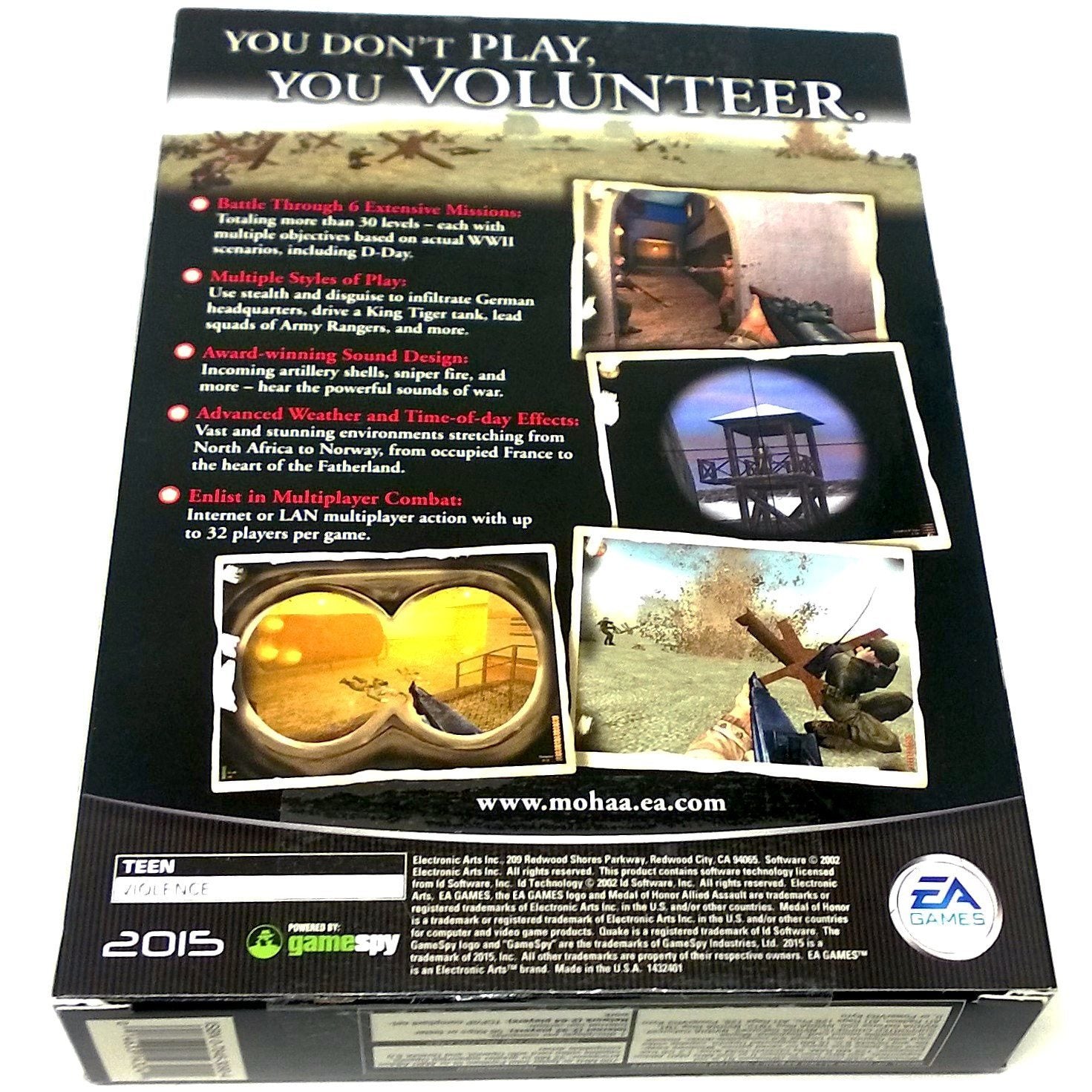 Medal of Honor: Allied Assault for PC CD-ROM - Back of box