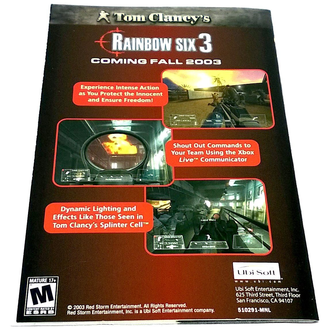 Tom Clancy's Ghost Recon: Island Thunder for Xbox - Back of manual