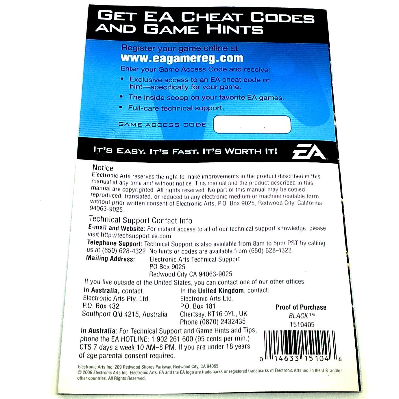 Black for Xbox - Back of manual