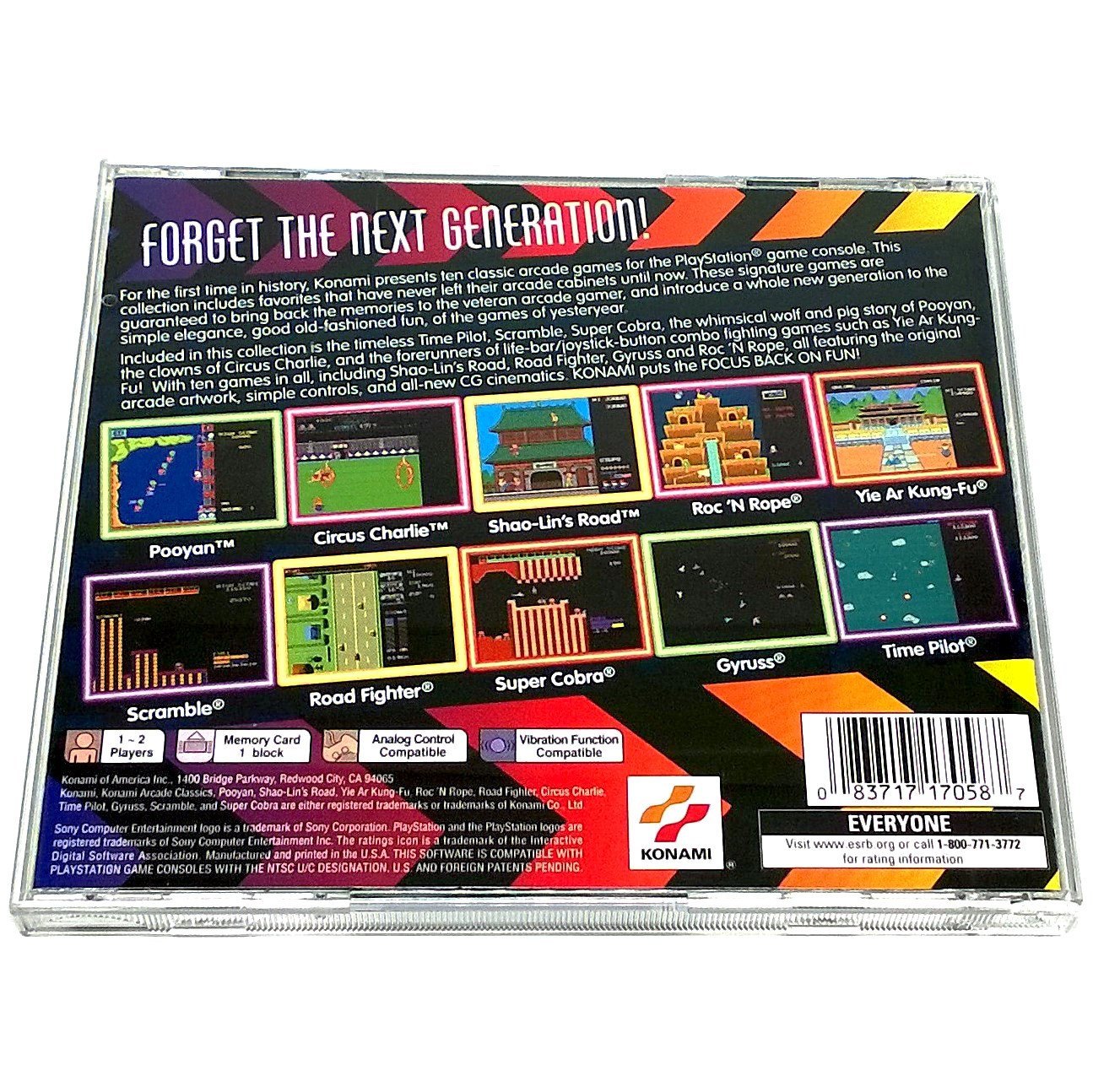 Konami Arcade Classics for PlayStation - Back of case