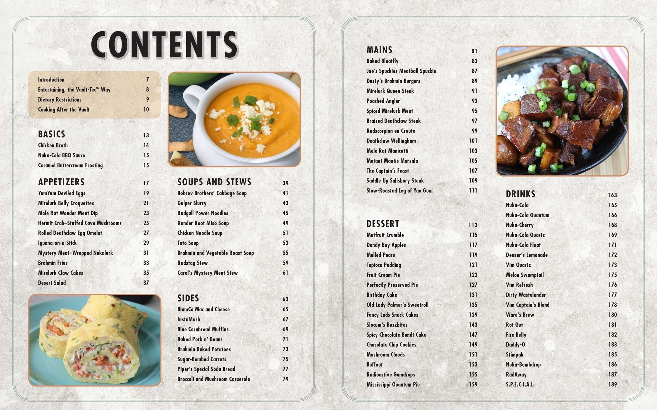 Fallout: The Vault Dweller's Official Cookbook | Hardcover | Contents