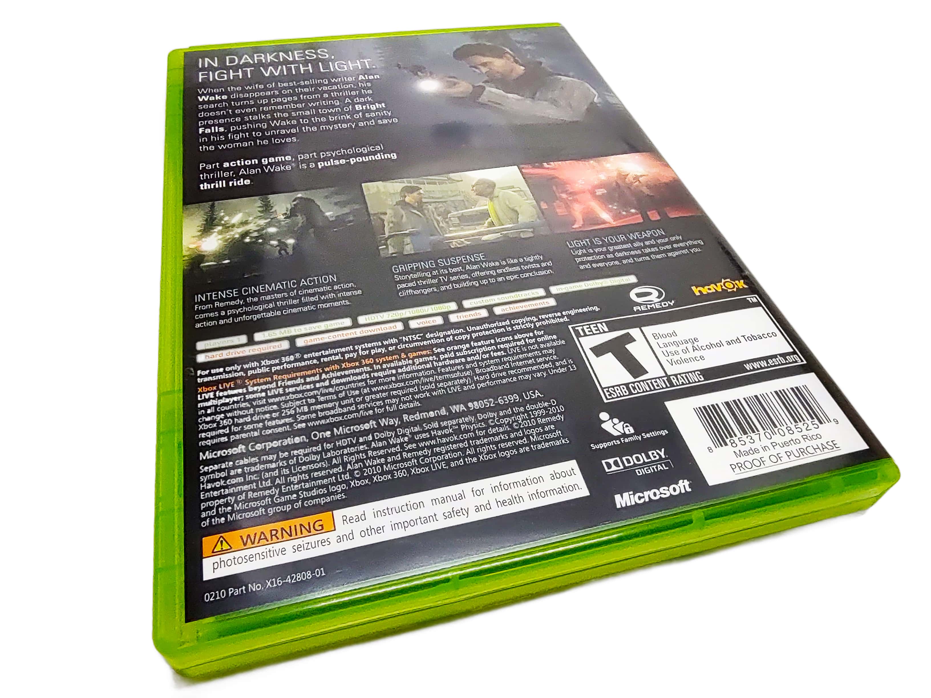 Alan Wake | Xbox 360 Game | Back of case