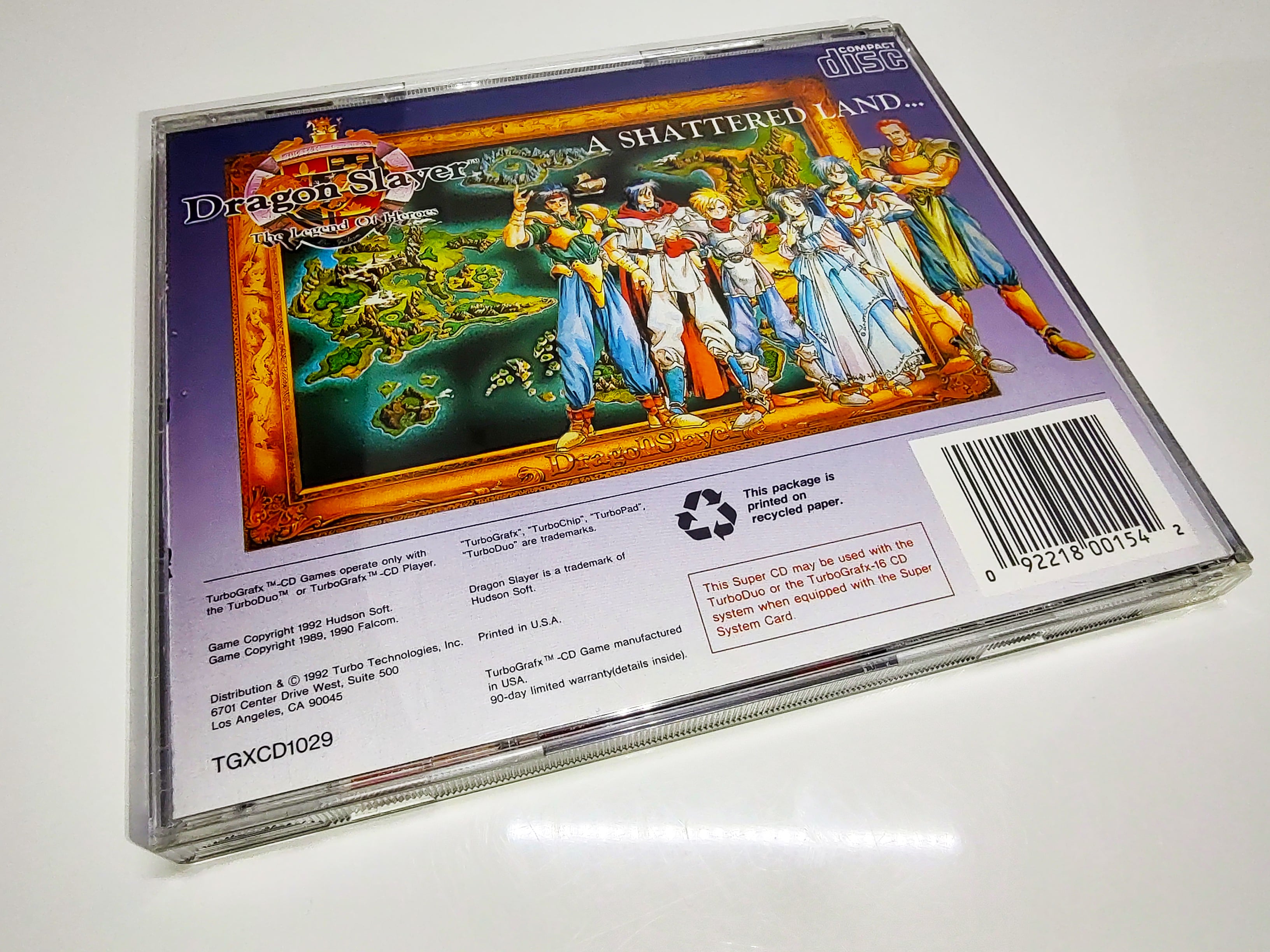 Dragon Slayer: The Legend of Heroes | TurboGrafx-16 Super CD | Case | Back