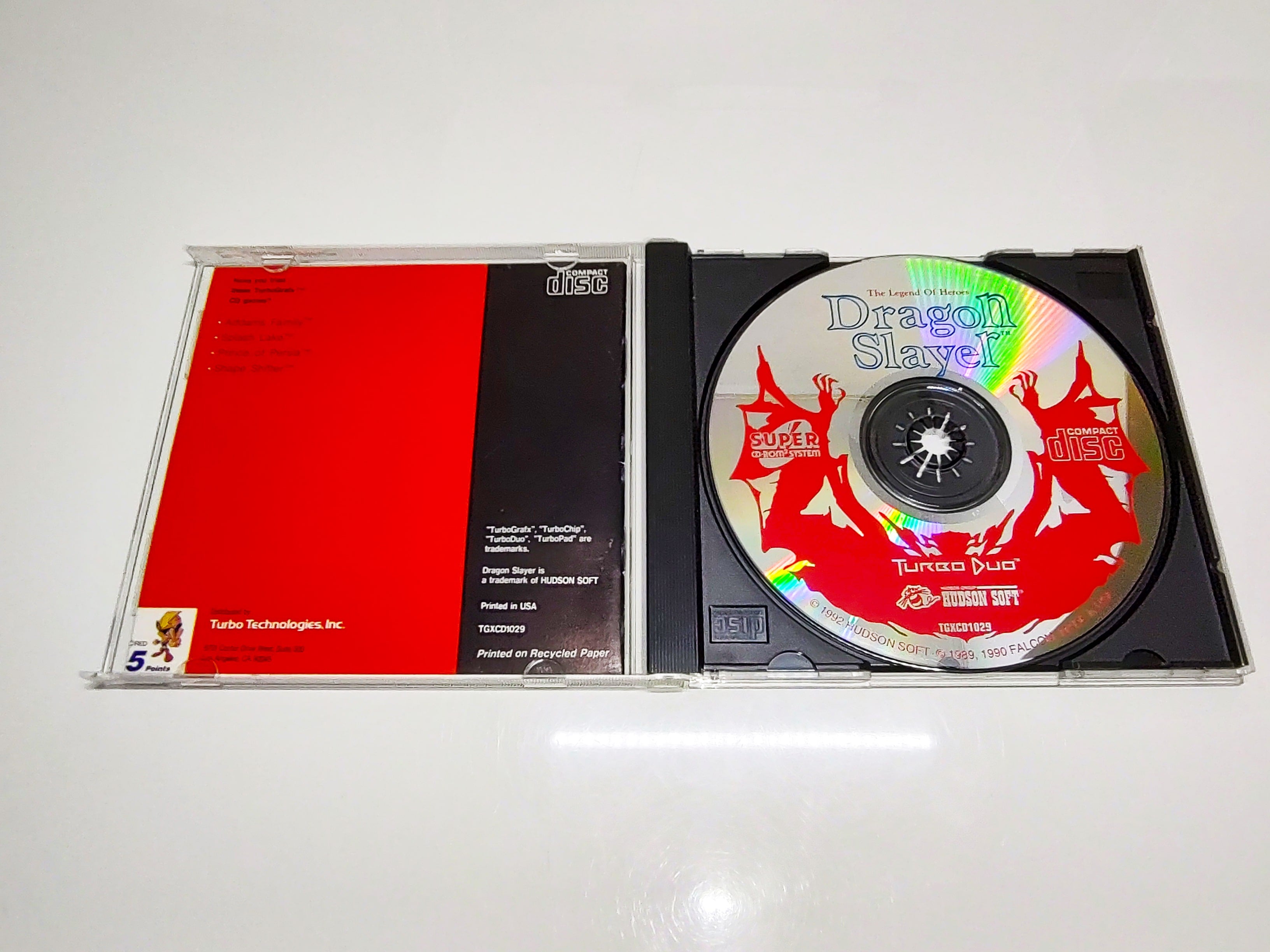 Dragon Slayer: The Legend of Heroes | TurboGrafx-16 Super CD | Manual and Disc