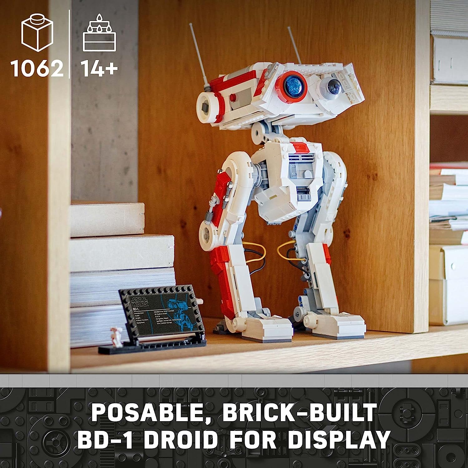 LEGO STAR WARS BD-1 Figure | 75335 Building Kit | Posable, brick-built BD-1 droid for display