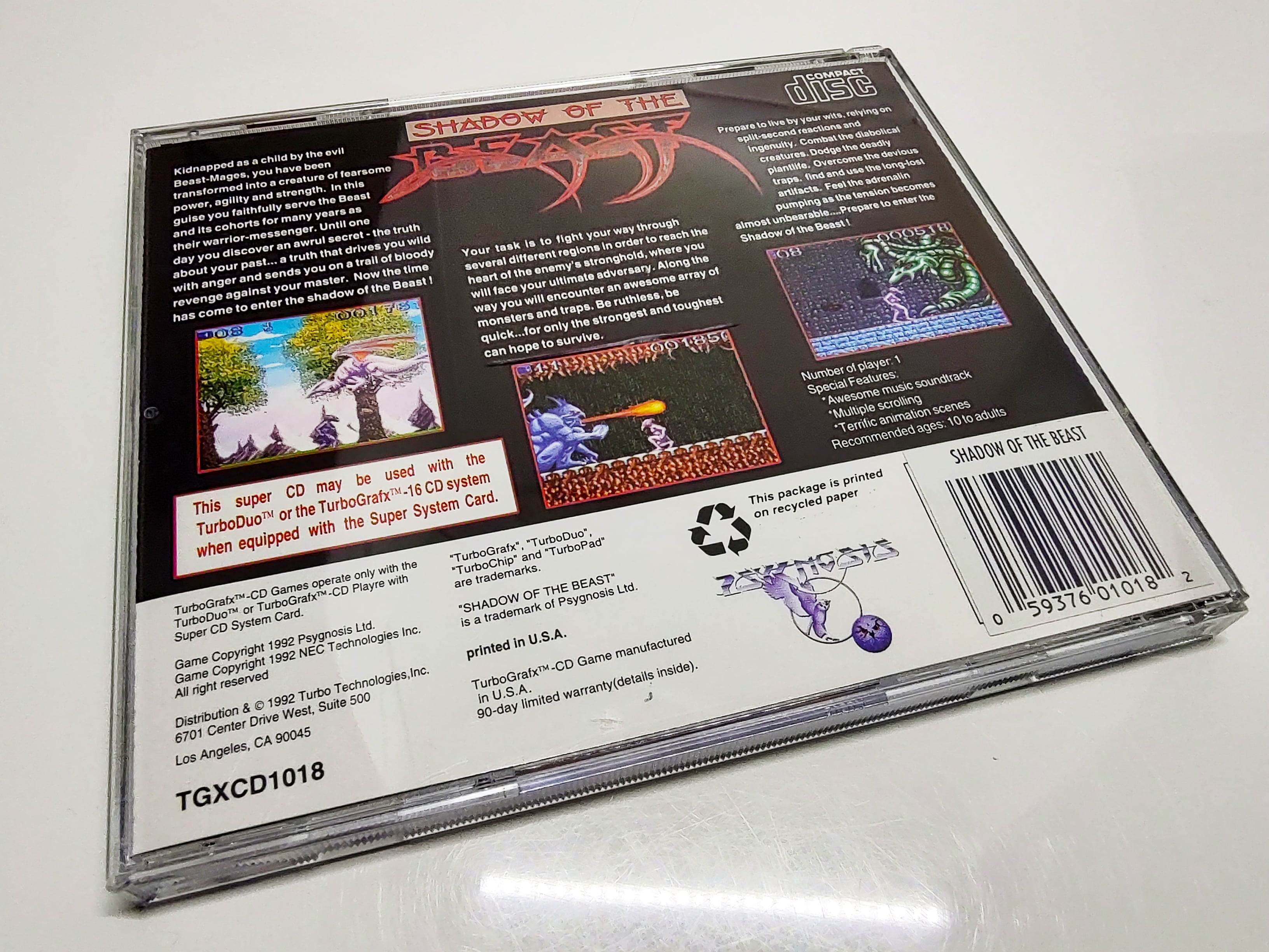Shadow of the Beast | TurboGrafx-16 Super CD | Case | Back