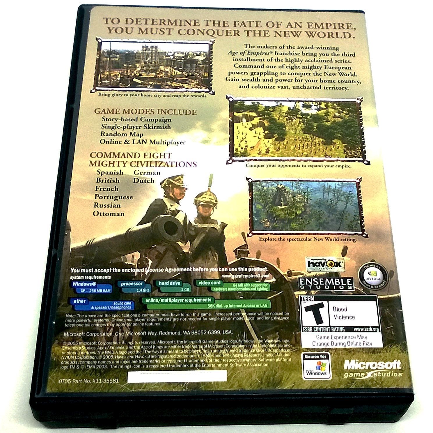 Age of Empires III for PC CD-ROM - Back of case
