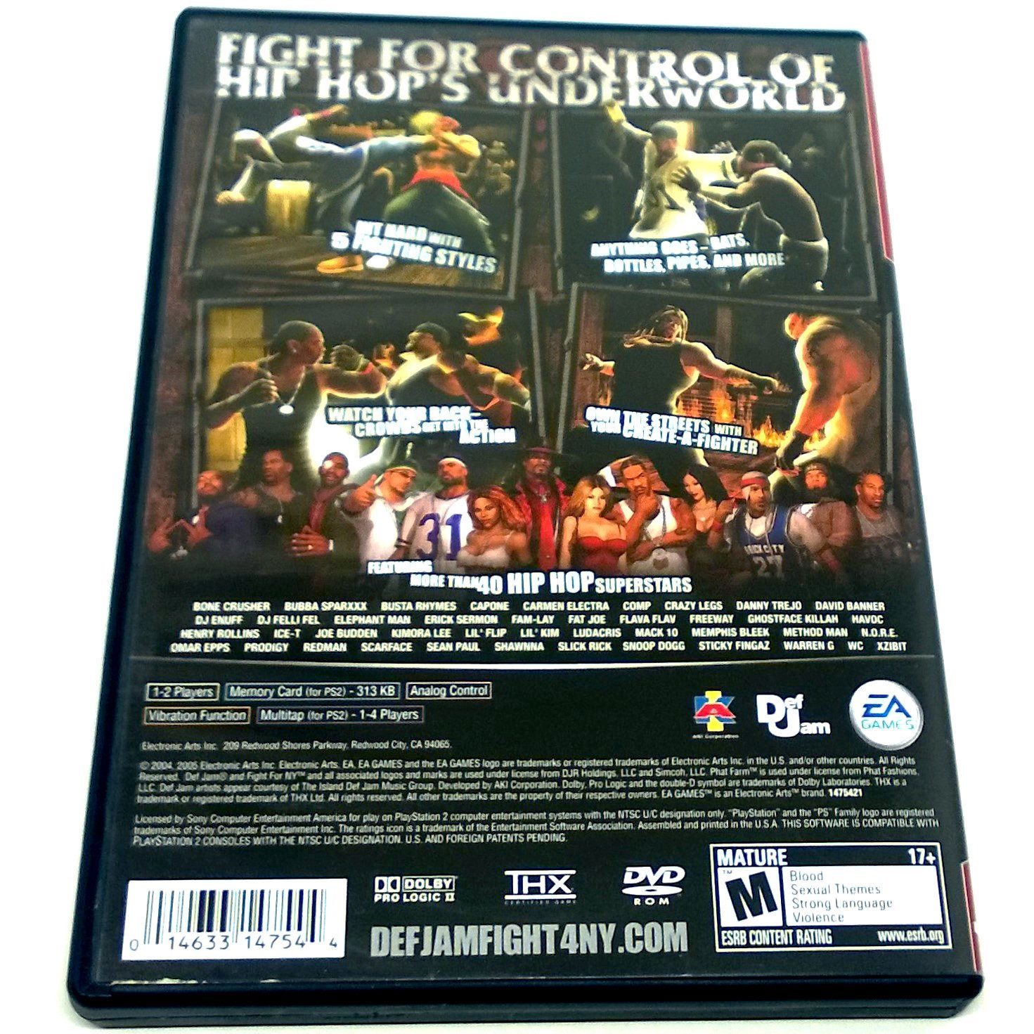 Def Jam: Fight for NY (Greatest Hits Edition) for PlayStation 2 - Back of case