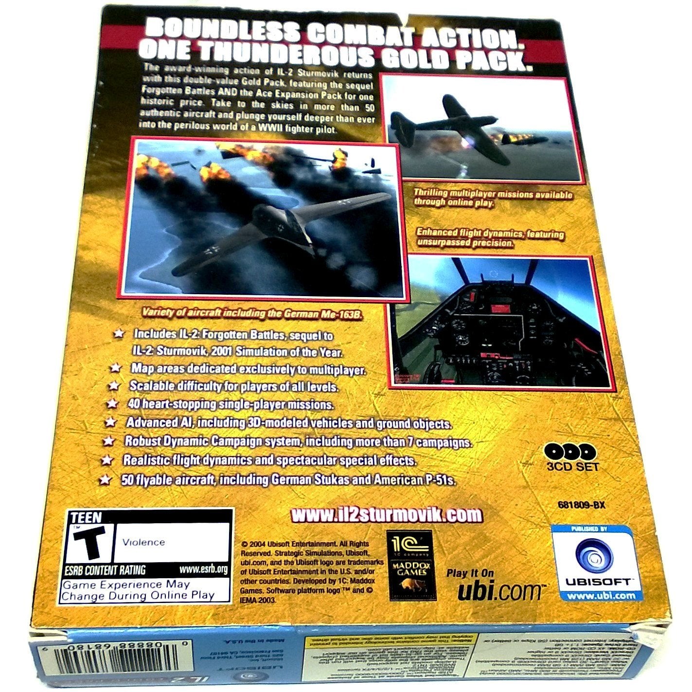 IL-2 Sturmovik: Forgotten Battles (Gold Pack Edition) for PC CD-ROM - Back of box