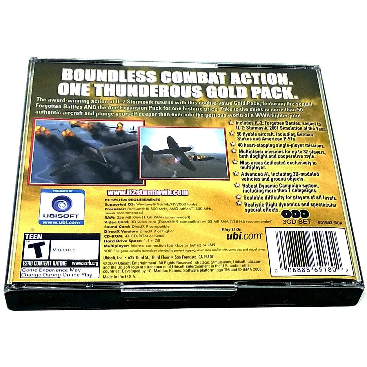 IL-2 Sturmovik: Forgotten Battles (Gold Pack Edition) for PC CD-ROM - Back of case