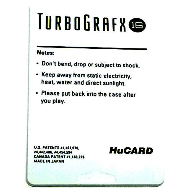 Klax for TurboGrafx-16 - Back of HuCard
