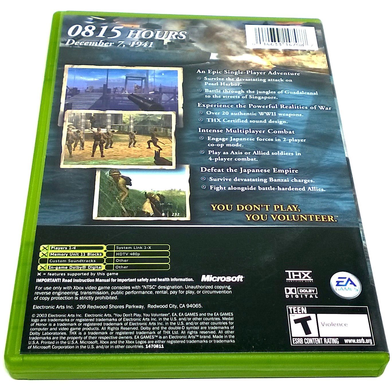 Medal of Honor: Rising Sun for Xbox - Back of case