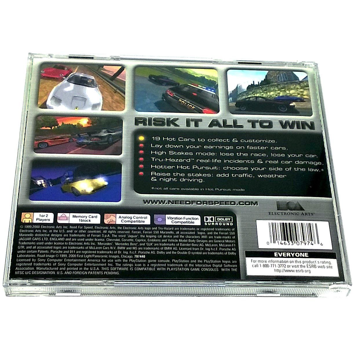 Need for Speed: High Stakes (Greatest Hits edition) for PlayStation - Back of case