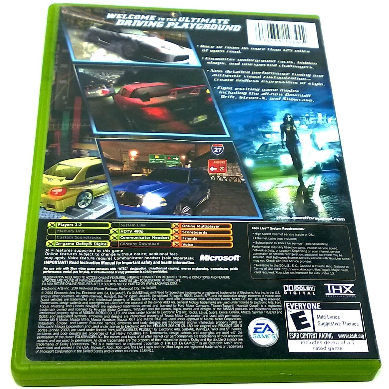 Need for Speed: Underground 2 for Xbox - Back of case