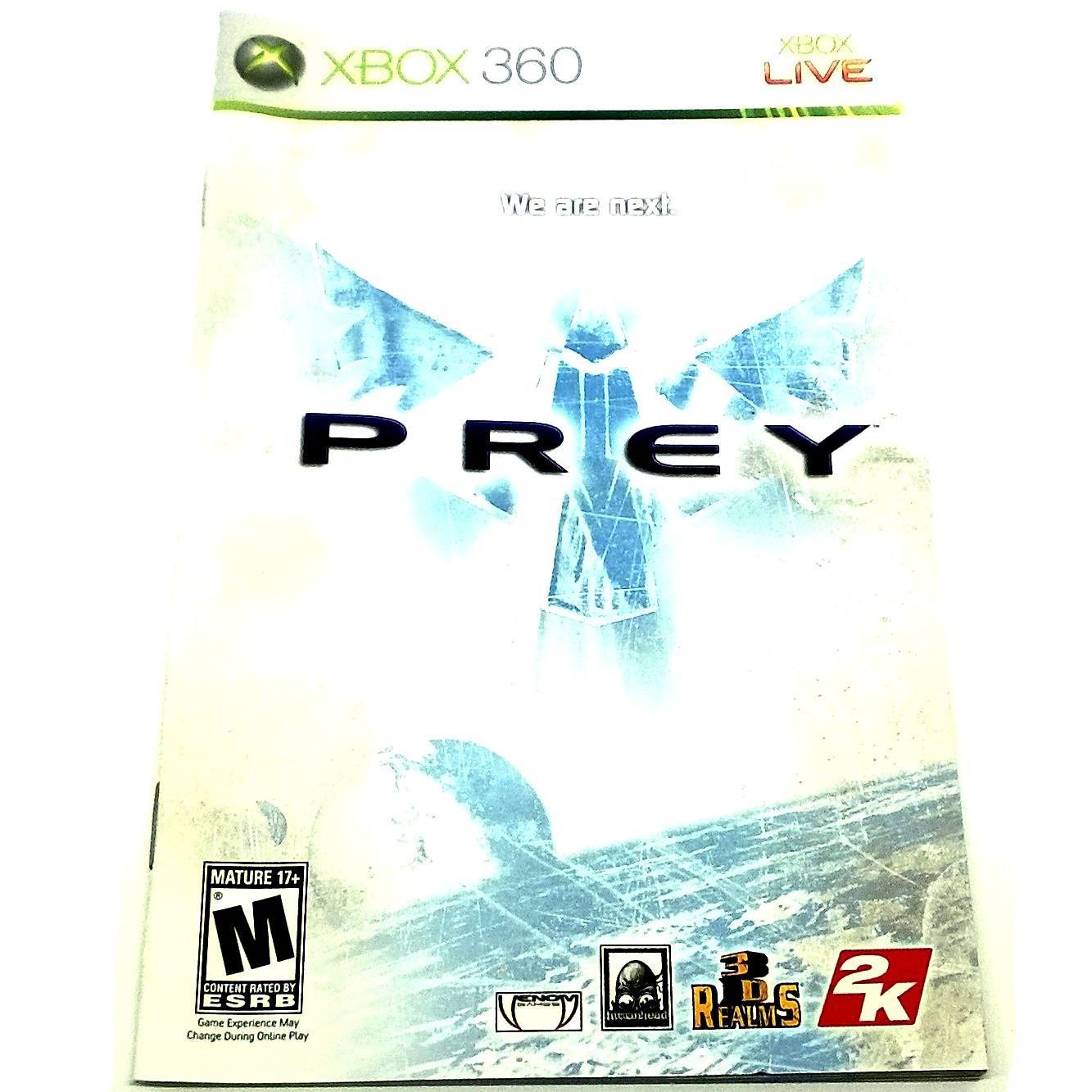 Prey for Xbox 360 - Front of manual