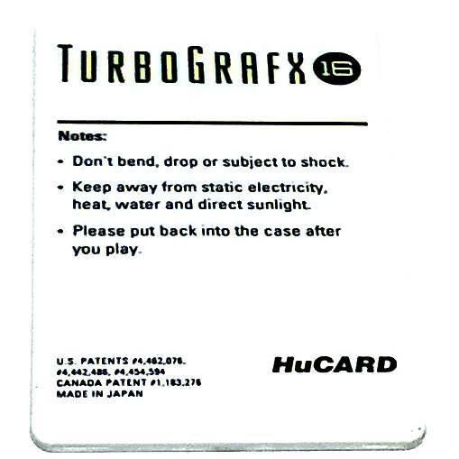 TV Sports Hockey for TurboGrafx-16 - Back of HuCARD