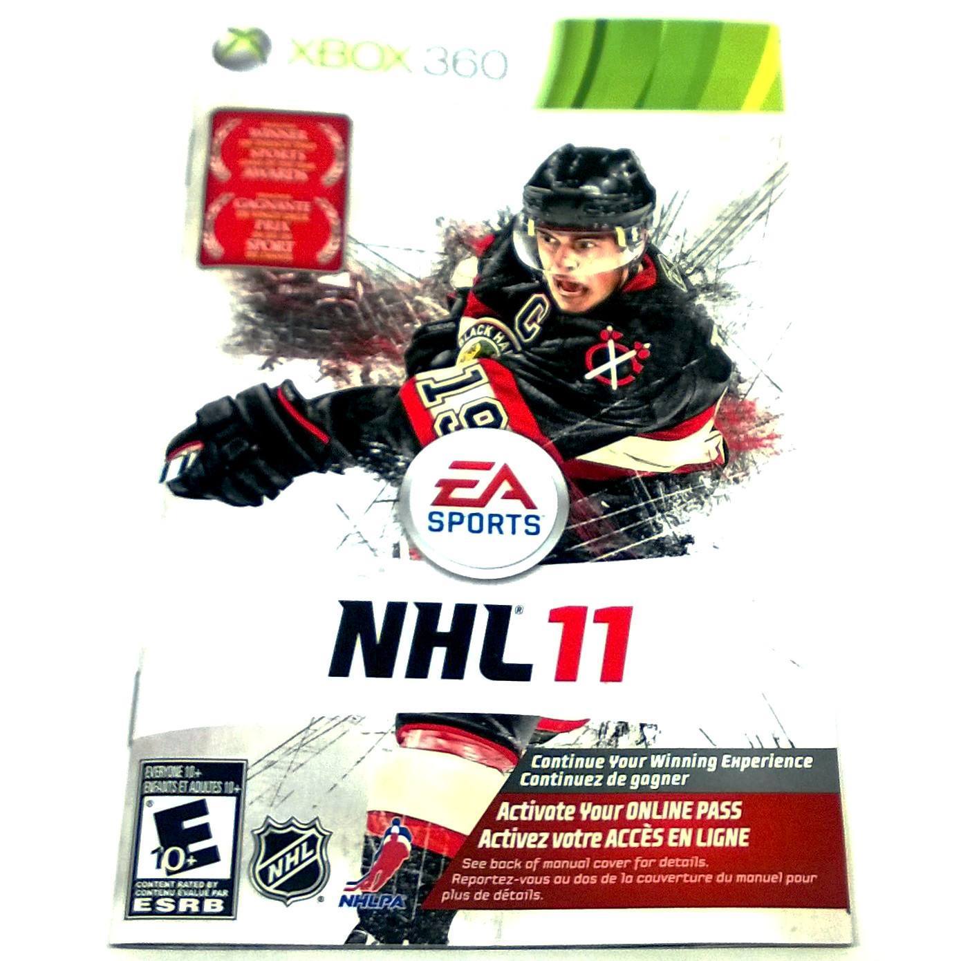 NHL 11 for Xbox 360 - Front of manual