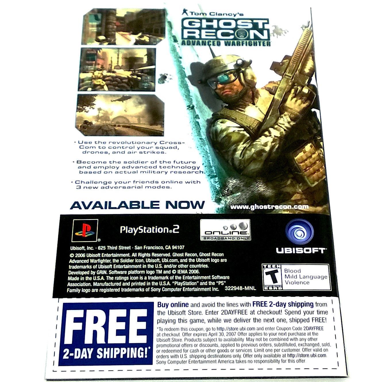 Tom Clancy's Splinter Cell: Double Agent for PlayStation 2 - Back of manual