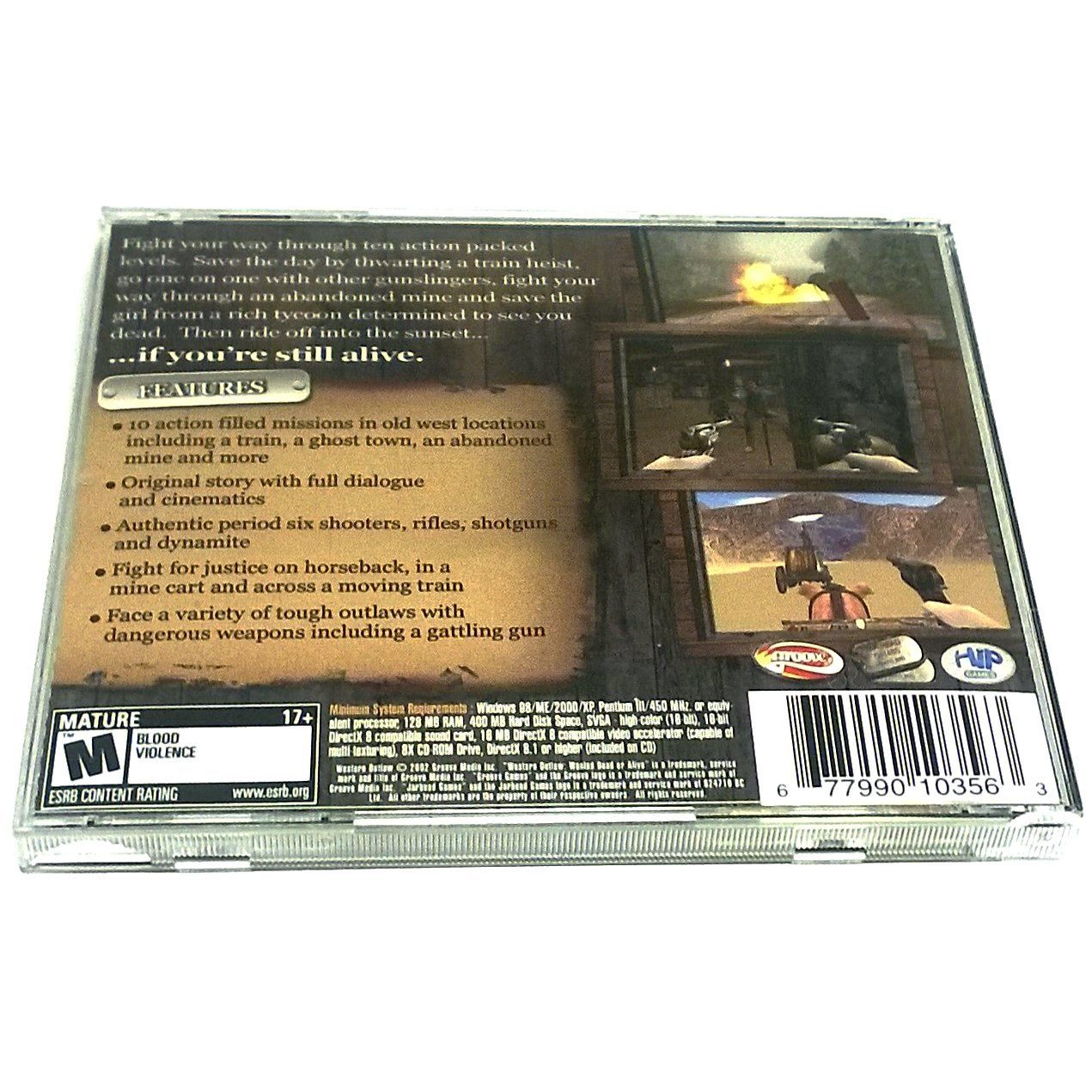 Western Outlaw: Wanted Dead or Alive for PC CD-ROM - Back of case